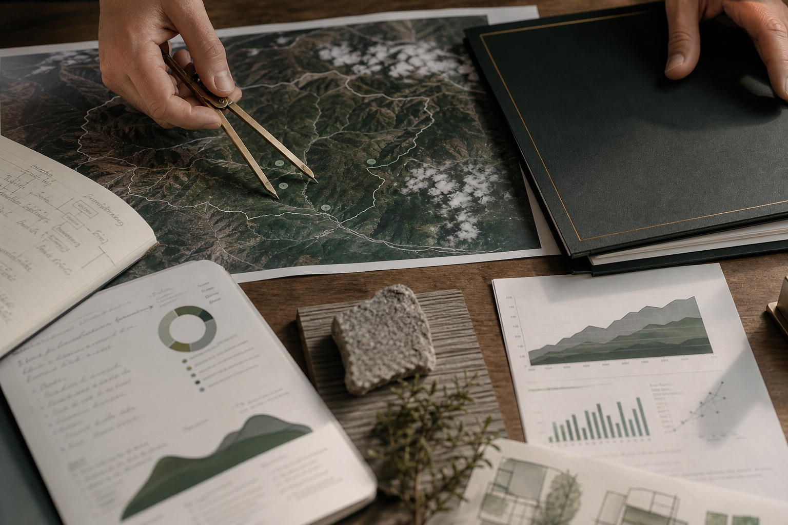 Project underwriting materials, satellite imagery, and portfolio documents.
